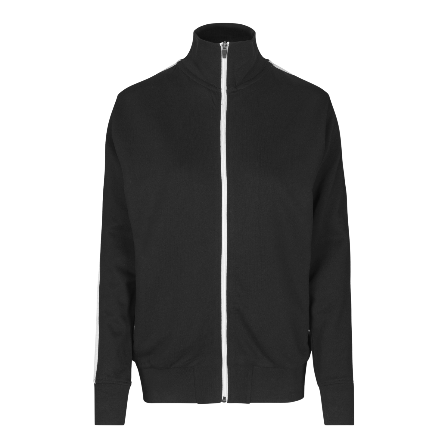 Sporty Cardigan med Lynlås – Sort/Hvid til Damer