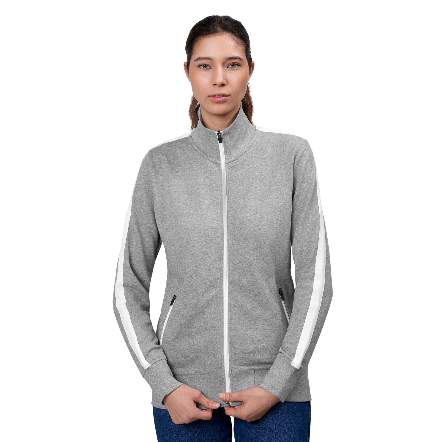 Sporty Dame Cardigan med Lynlås i Grå Melange – Must-Have!