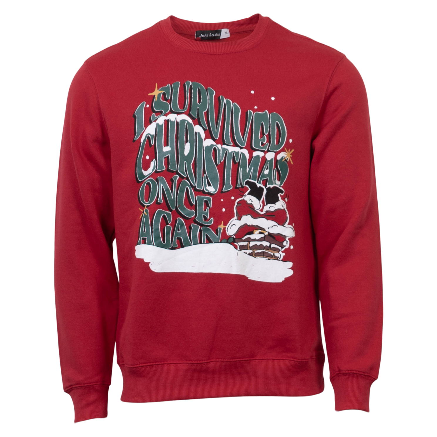 Jule Unisex Sweatshirt Rød Survived   i Store Plus Size Størrelser