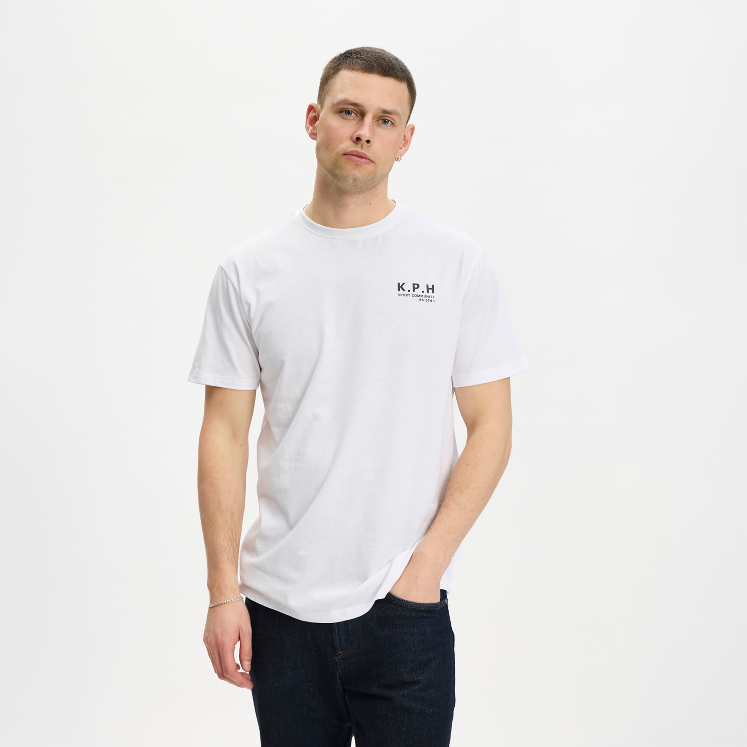 Kopenhaken Herre  -shirt Bright White   i Store Plus Size Størrelser