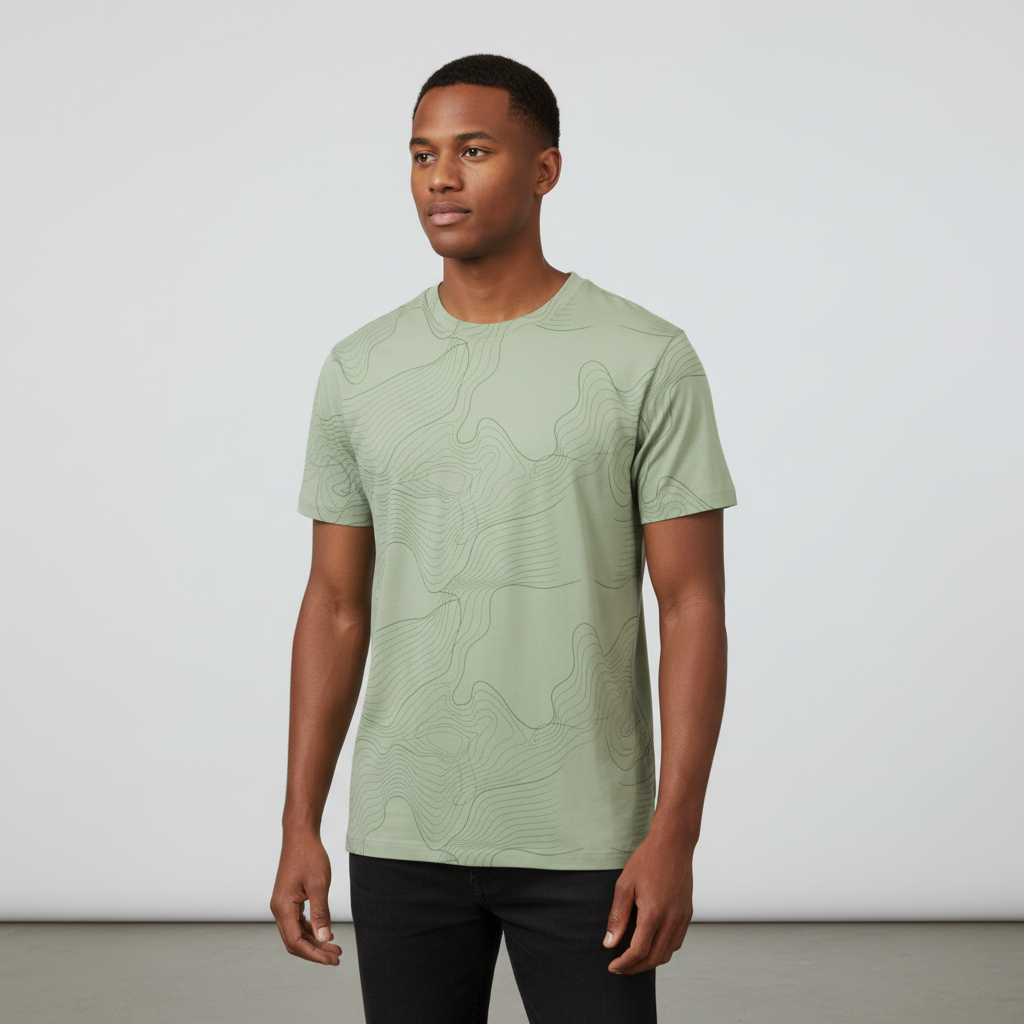 Loaded Herre  -shirt P4 Aop Green   i Store Plus Size Størrelser