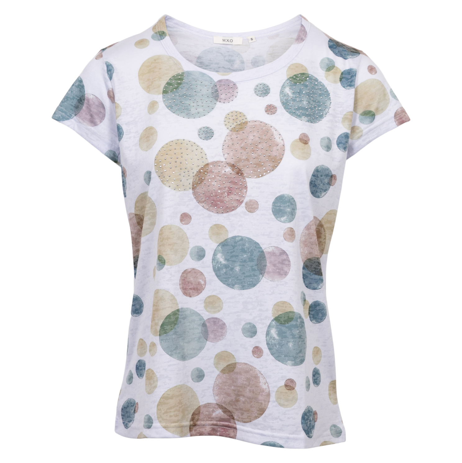 Elegant Plus Size T-shirt med Rhinsten – Grøn Glamour