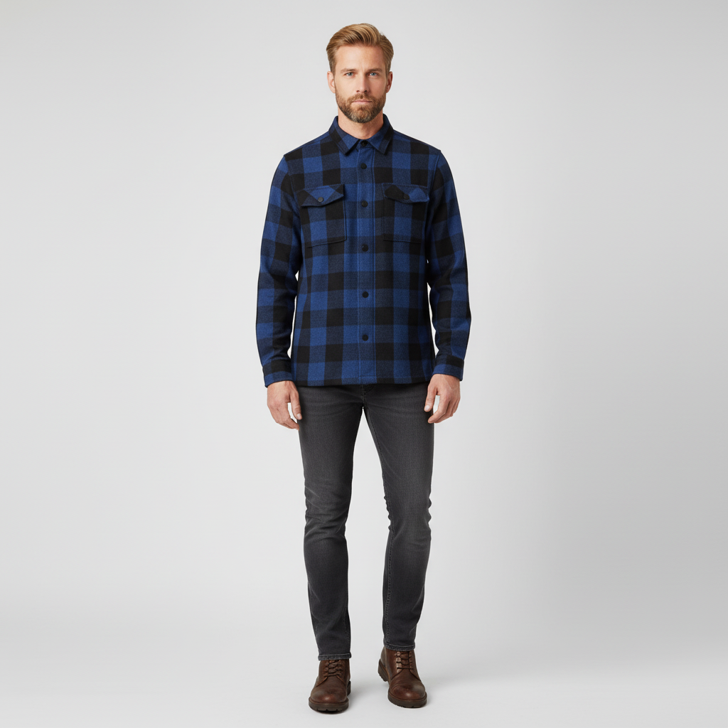 Marcus Chace Herre Fleece Overshirt – Night Navy Tilbud