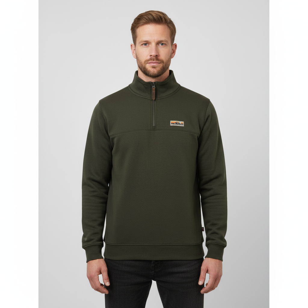 Marcus Clay Herre Sweatshirt i Olivengrøn – Plus Size Tilbud
