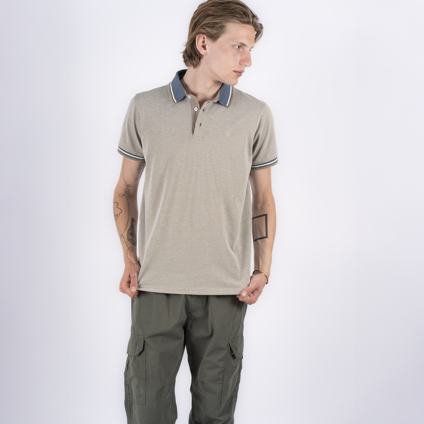 Elegant Herre Polo i Sand Rock – Stil og Komfort!