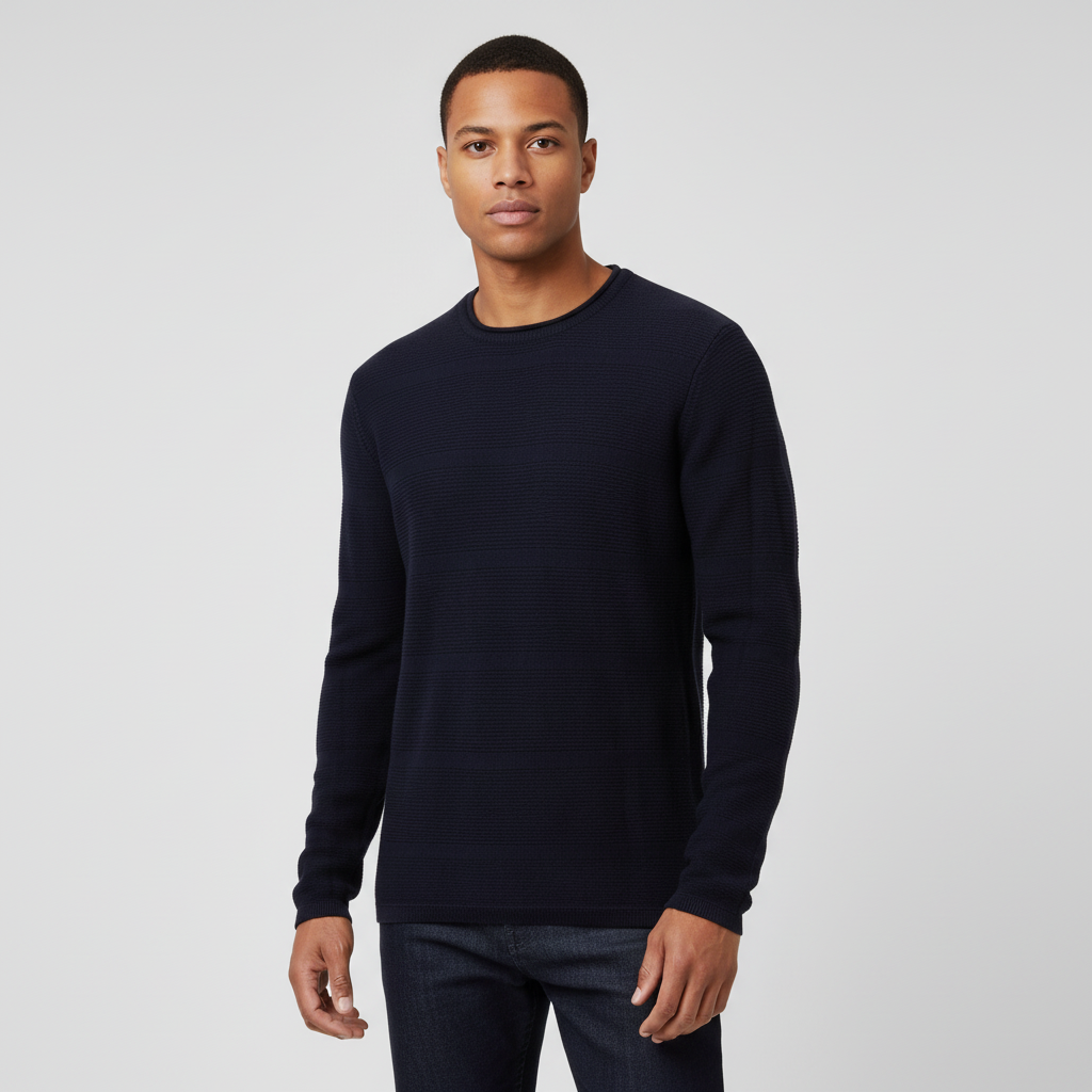Marcus Kaisen Herre Striktrøje - Tidløs Elegance i Night Navy