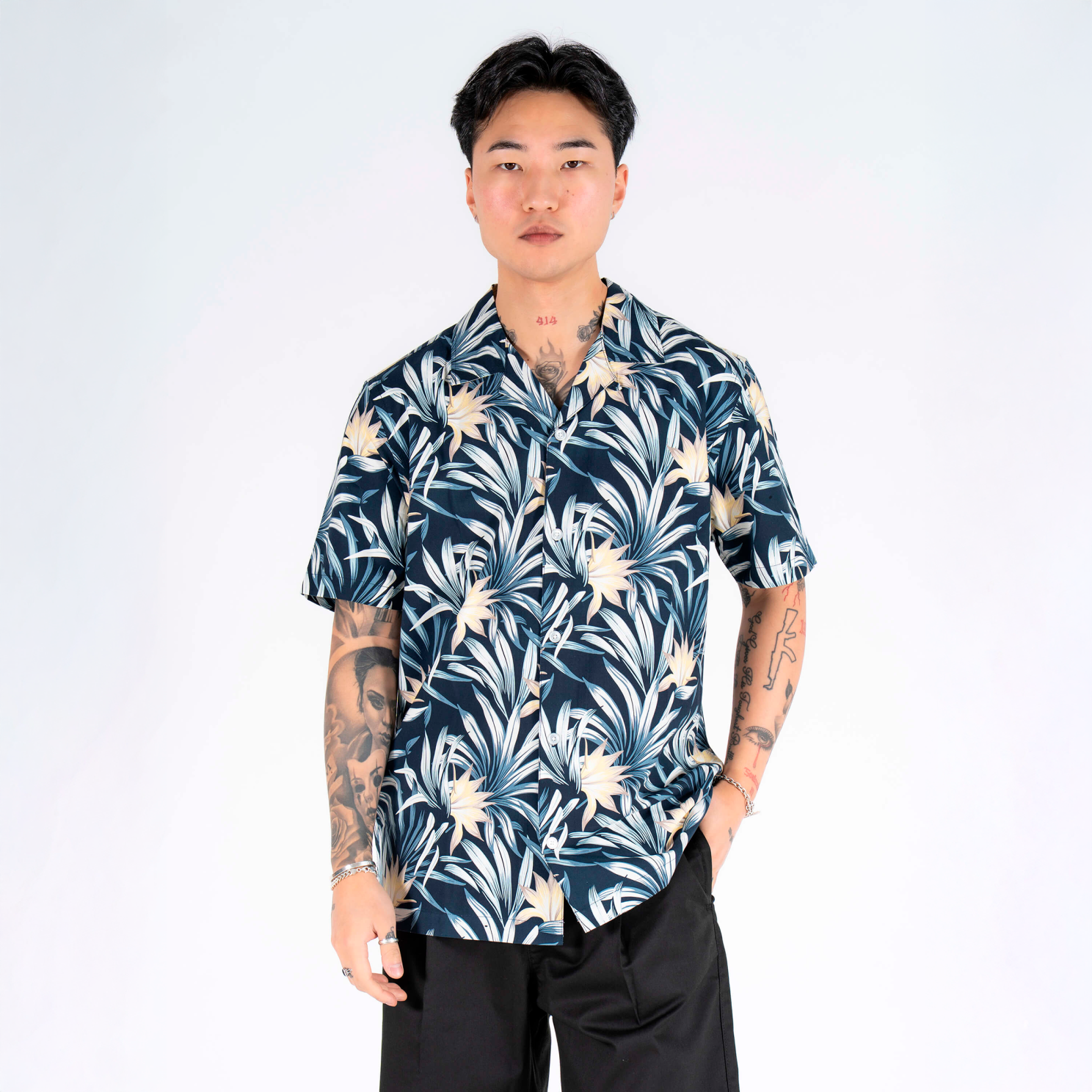 Marcus Pablo Herre Kortærmet Skjorte Dark Sapphire    i Store Plus Size Størrelser