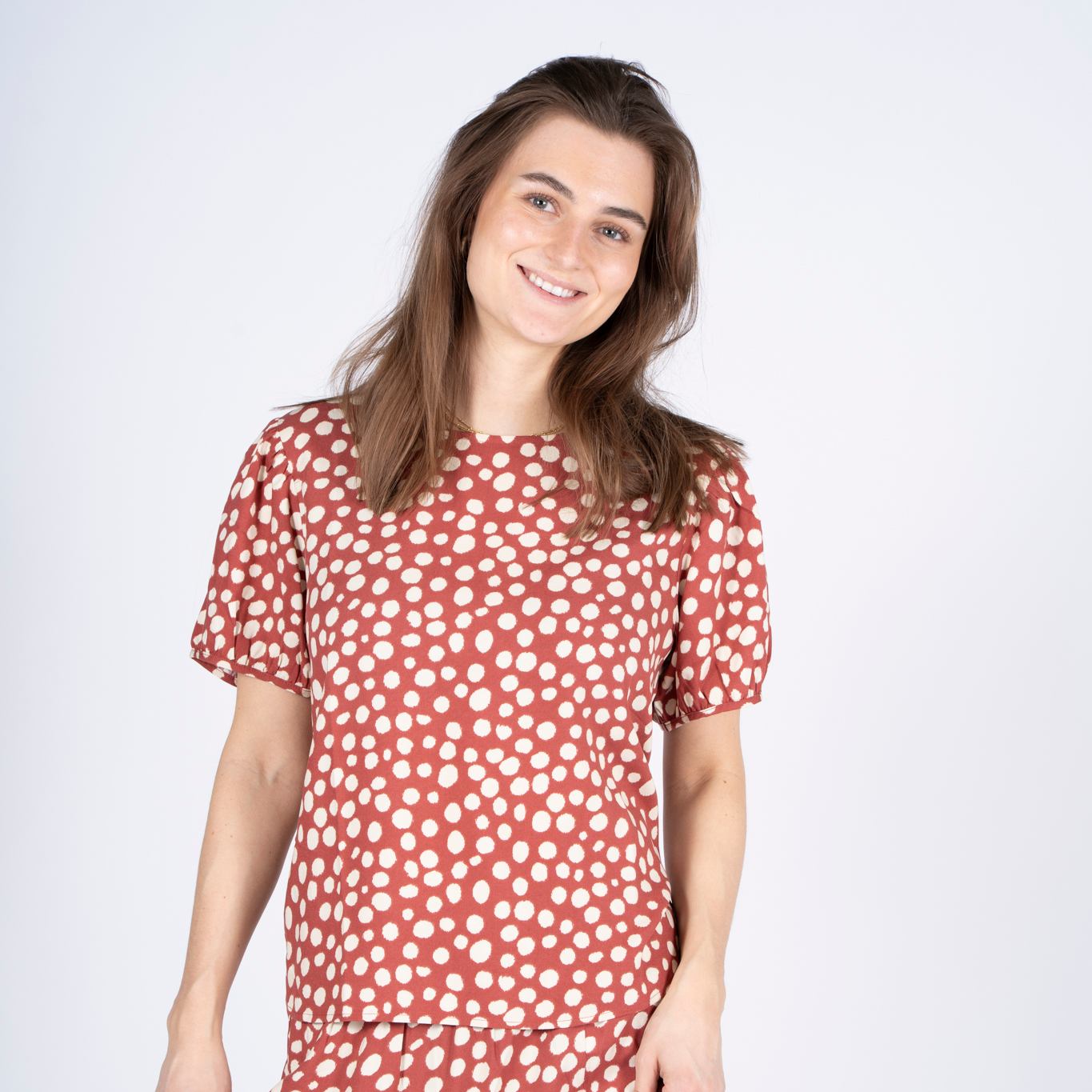 Sasia Dame Bluse Marsala Brown   i Store Plus Size Størrelser