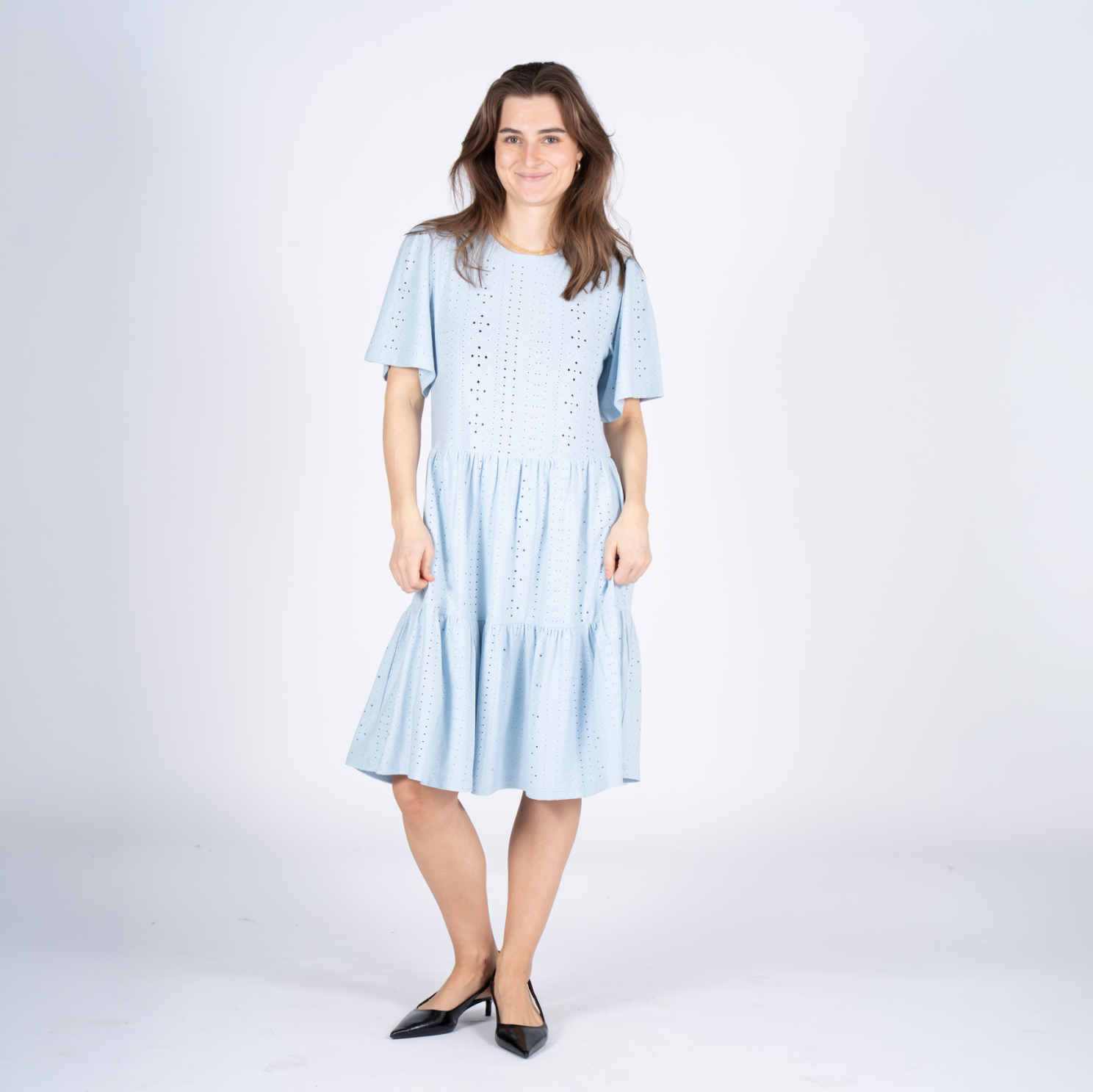 Sasia Dame Kjole Cashmere Blue   i Store Plus Size Størrelser