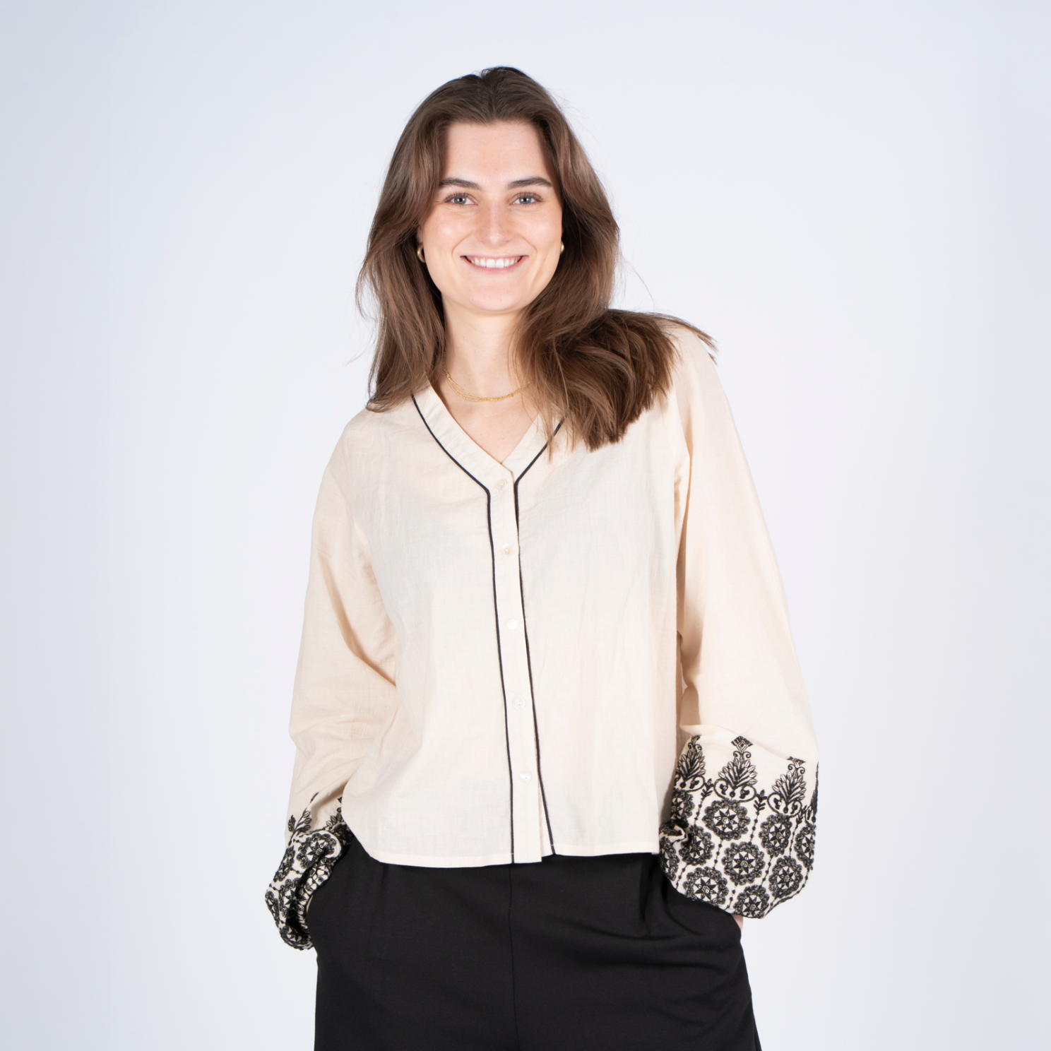 Sasia Dame Skjorte Sandshell Beige   i Store Plus Size Størrelser