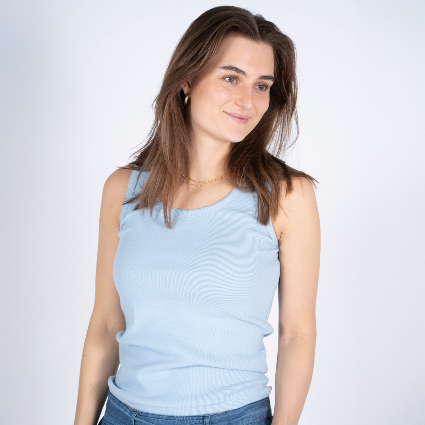 Sasia Dame Tanktop Cashmere Blue   i Store Plus Size Størrelser