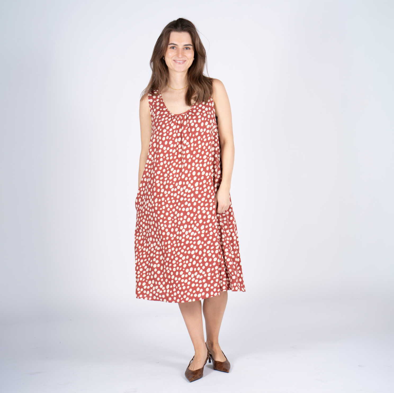 Sasia Felina Dame Kjole Marsala Brown   i Store Plus Size Størrelser
