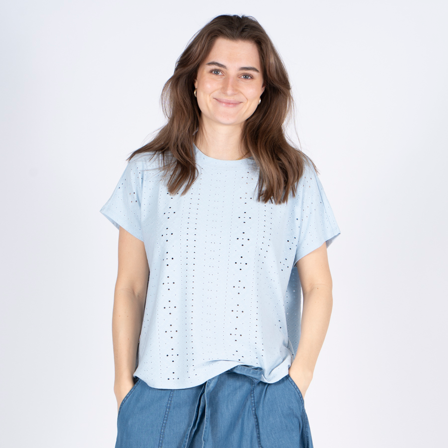 Sasia Sonja Dame Bluse Cashmere Blue    i Store Plus Size Størrelser