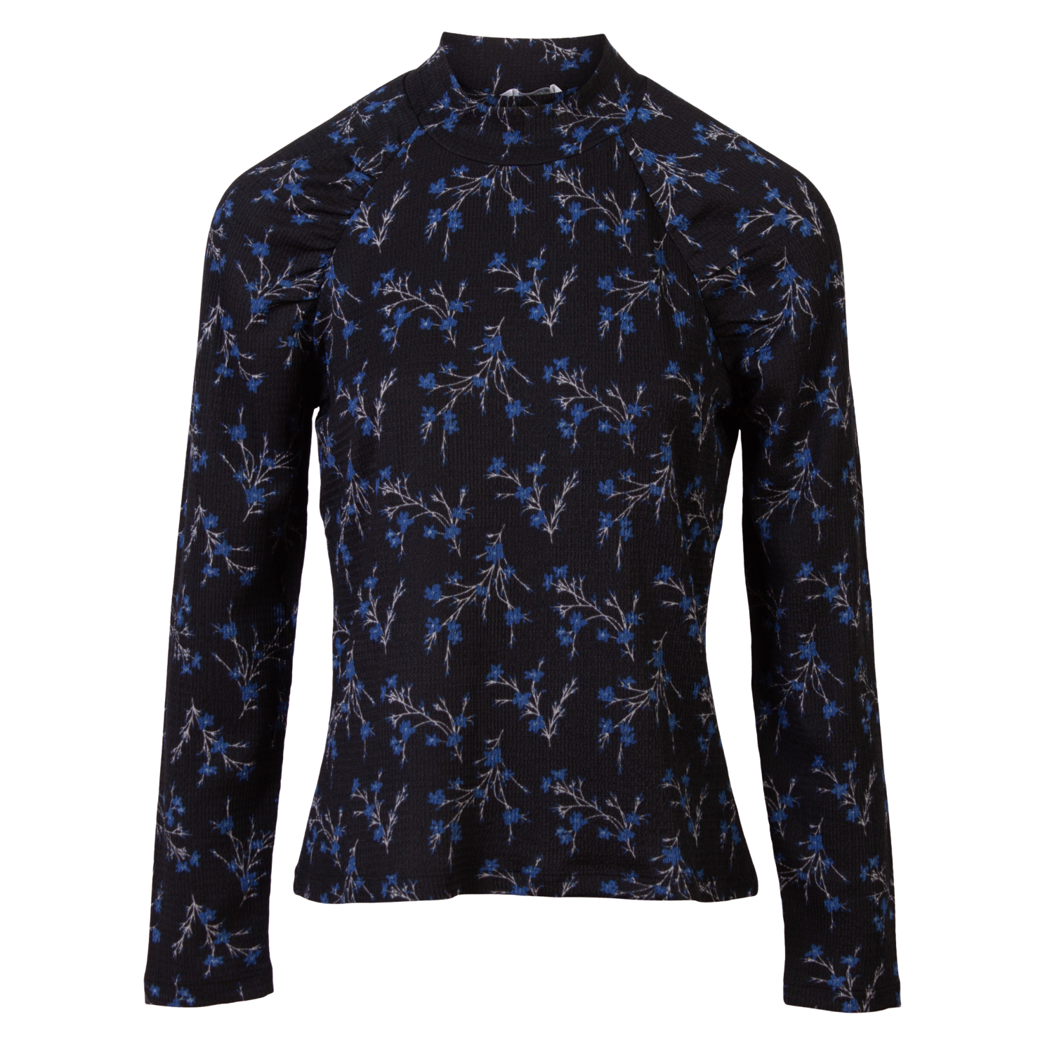 Elegant Bluse til Dame – Mørk Marineblå med Blomsterprint