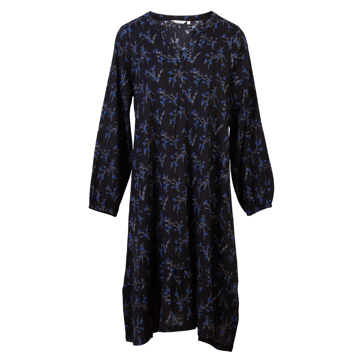 Mørk Navy Blomsterprint Kjole til Plus Size - Udsalg!