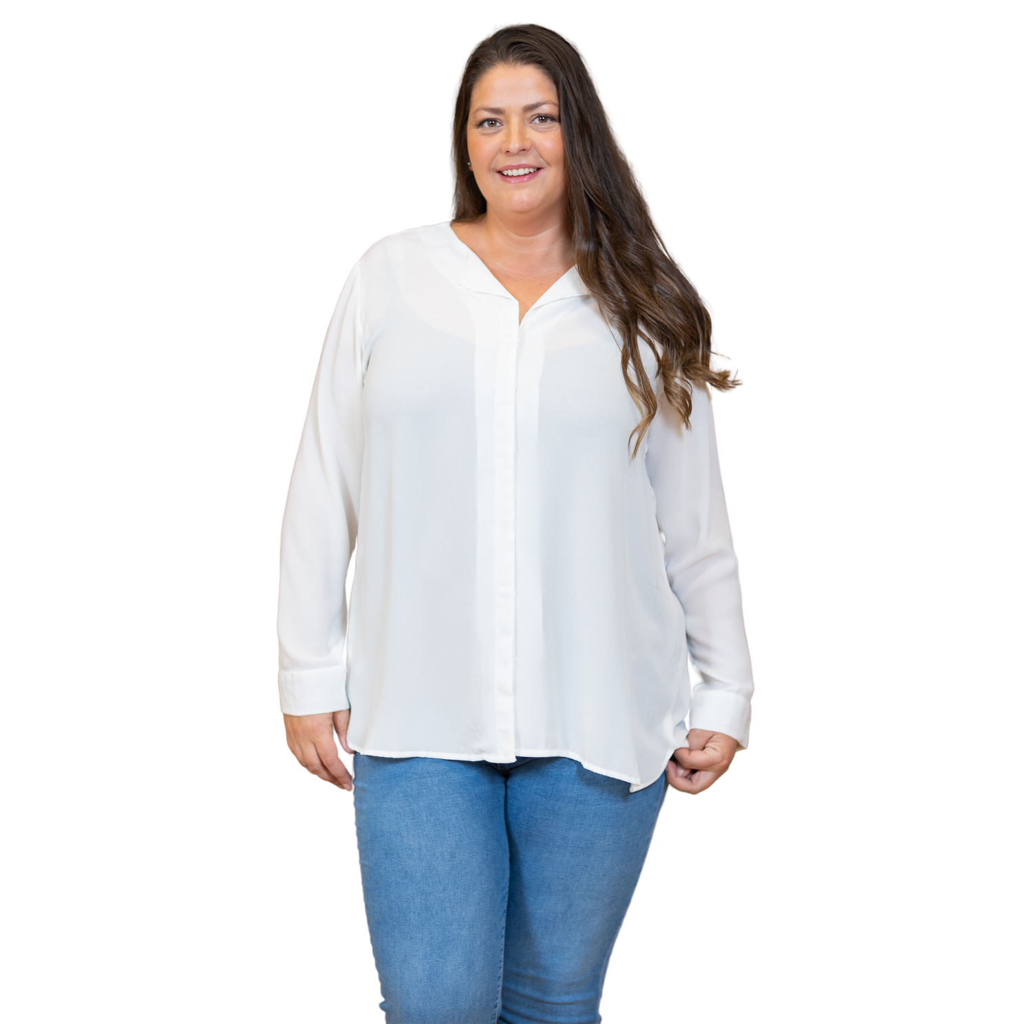 Steenholt Clara Plus Size Bluse – Elegant Hvid til Fest
