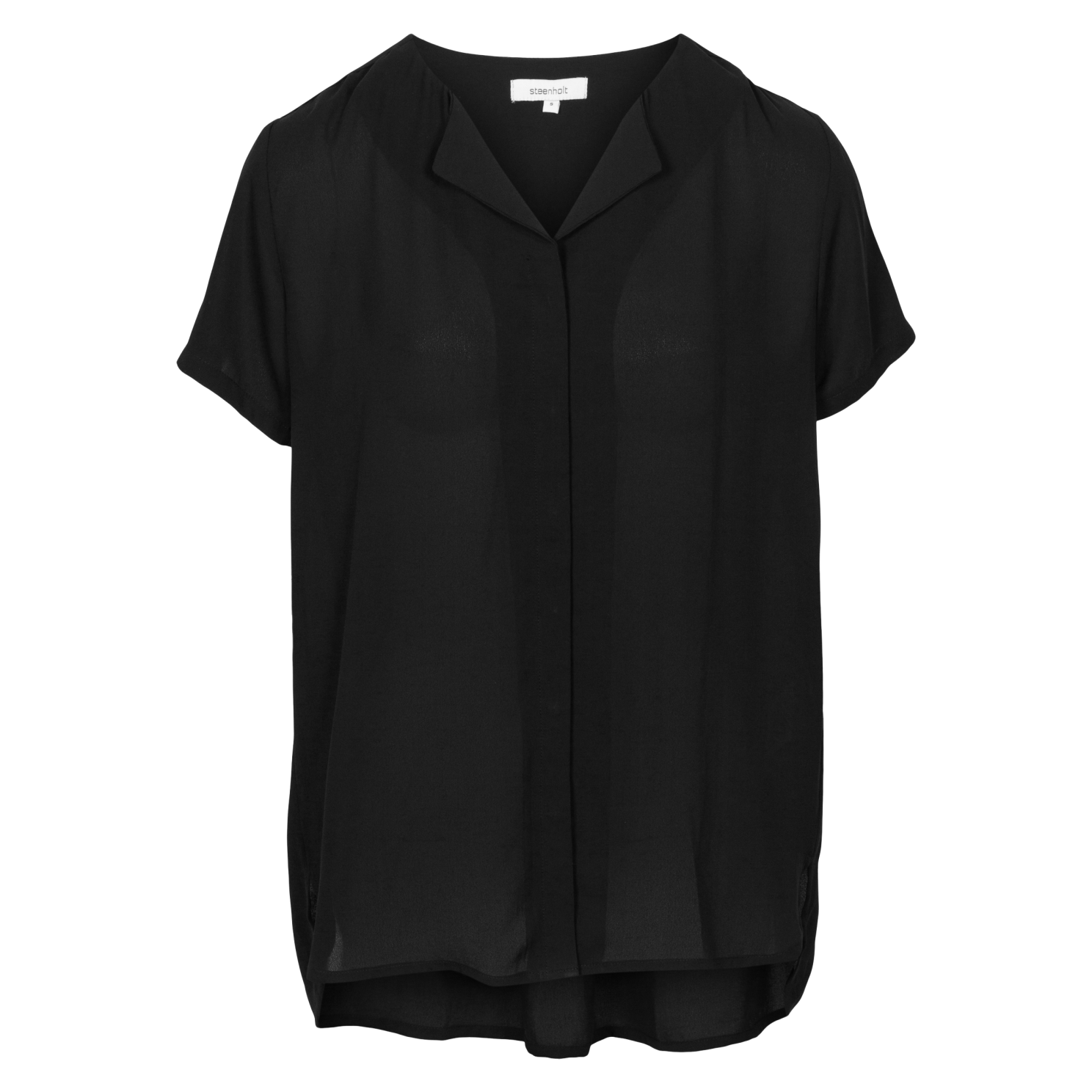 Steenholt Clara Kortærmet Bluse Plus Size - Jet Black Udsalg