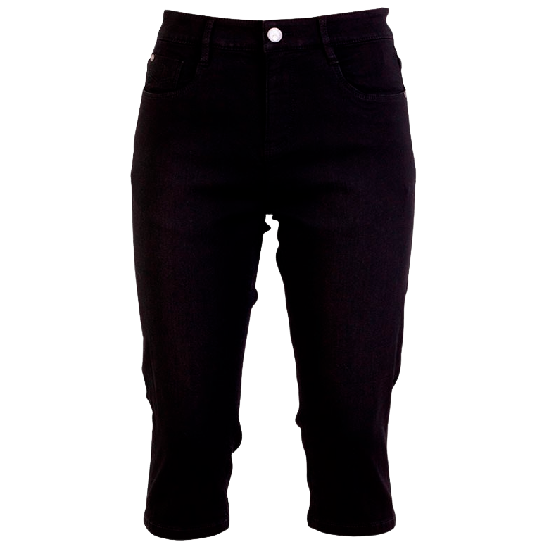 Steenholt Grace Plus Size Capri Bukser i Sort Denim - Tilbud!
