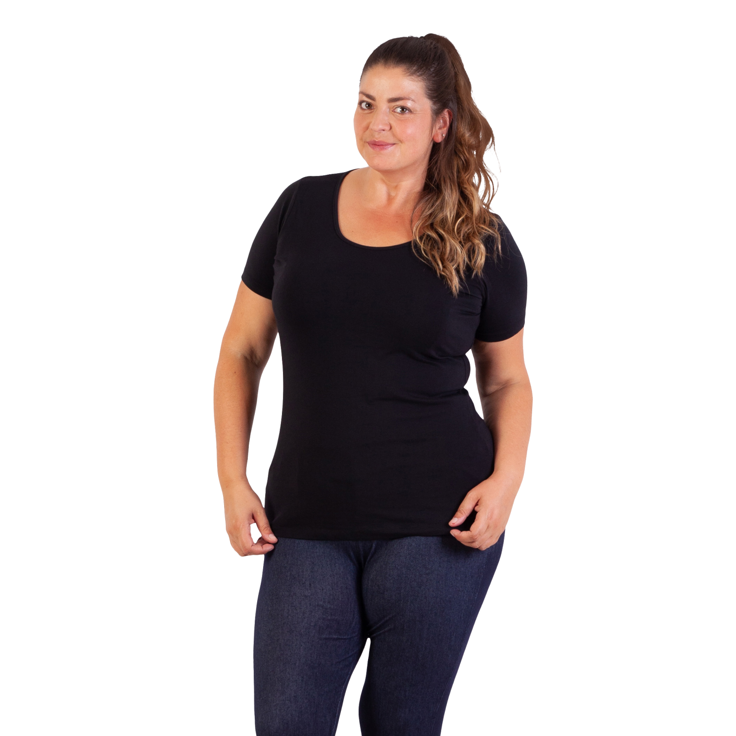 Steenholt Harmony Plus Size T-shirt til kvinder – Sort Stil