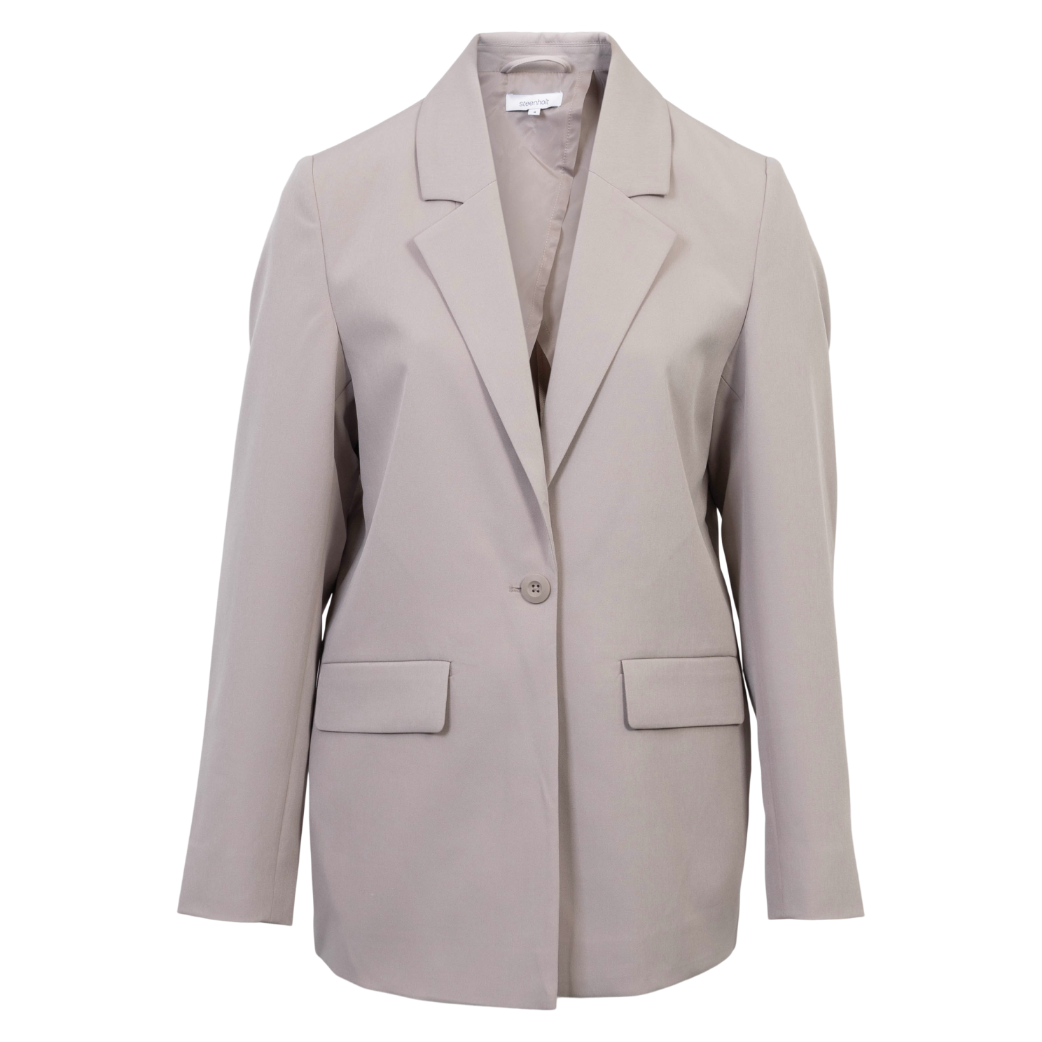 Steenholt Sharon Plus Size Dame Blazer - Cobblestone Tilbud