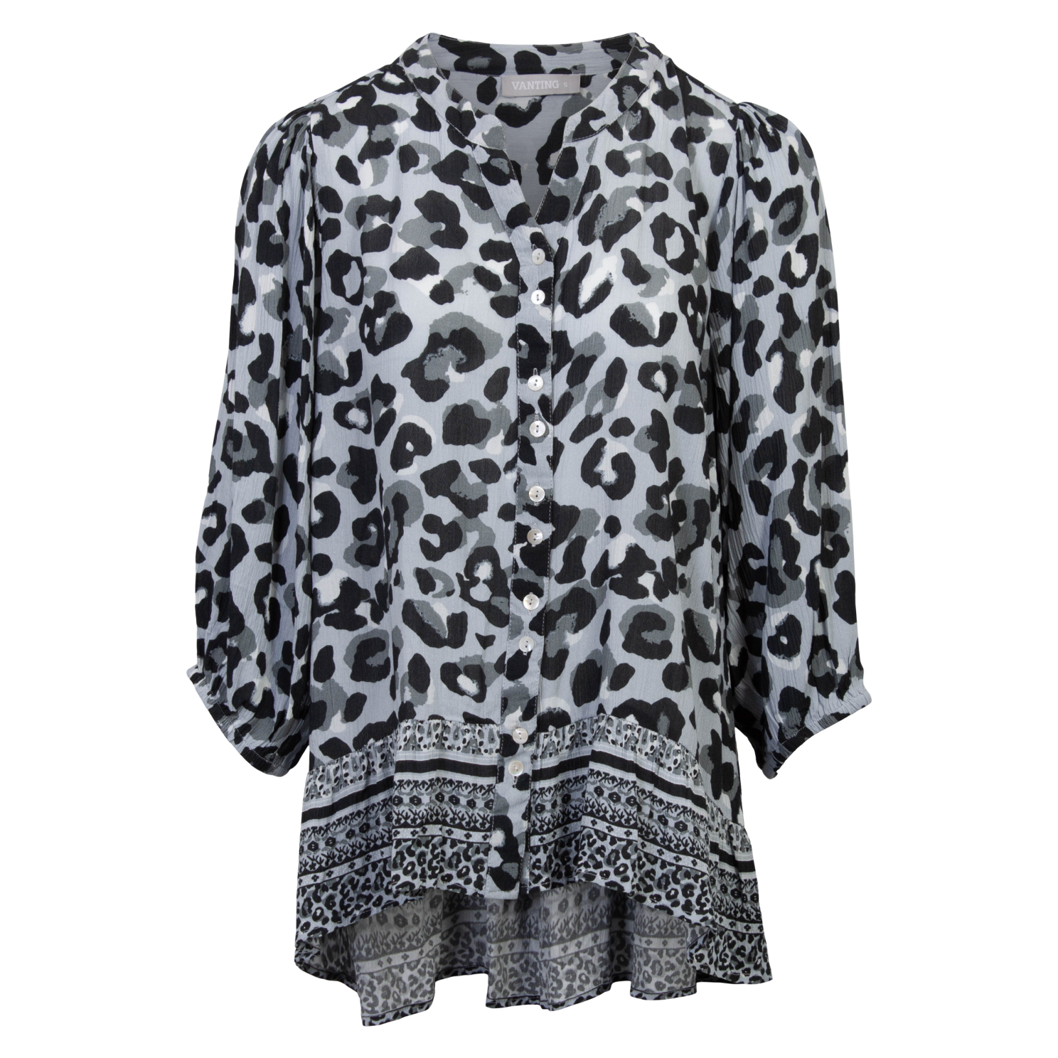 Elegant Plus Size Bluse med Mønstret Print til Damer