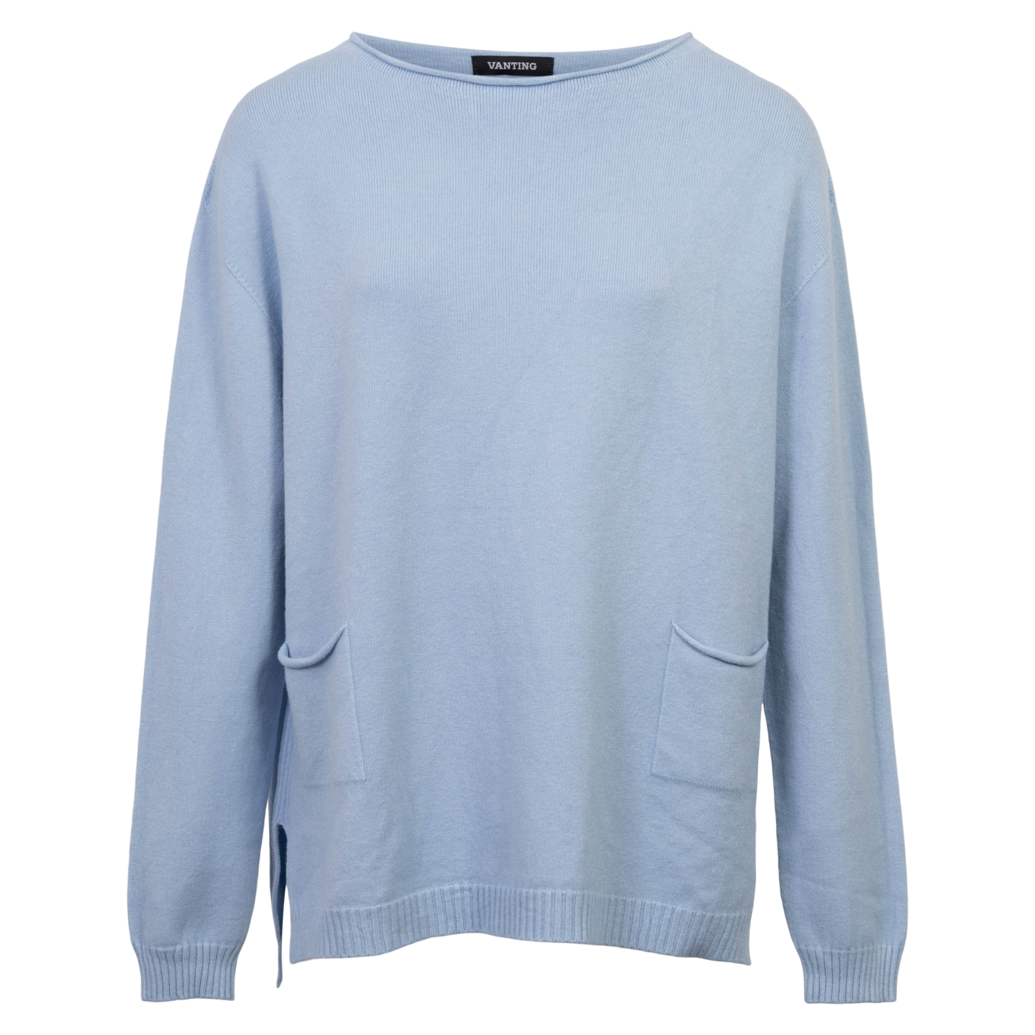 Lys Blå Plus Size Striktrøje – Fantastisk Tilbud!