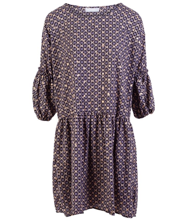 Trendy Plus Size Tunika med Print og Guld Detaljer