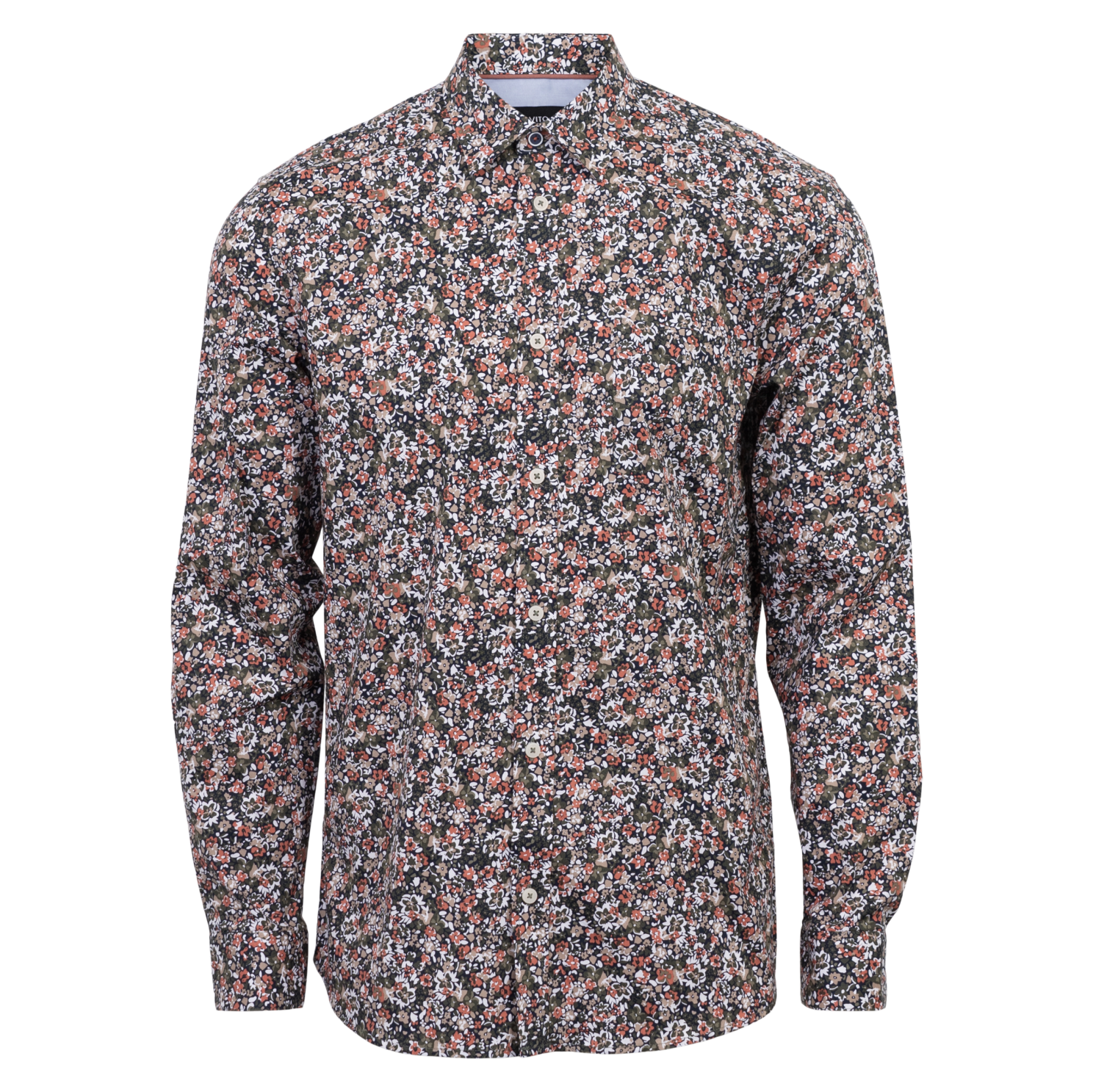 Vito Oliver Herreskjorte med Blomsterprint – Army Grøn