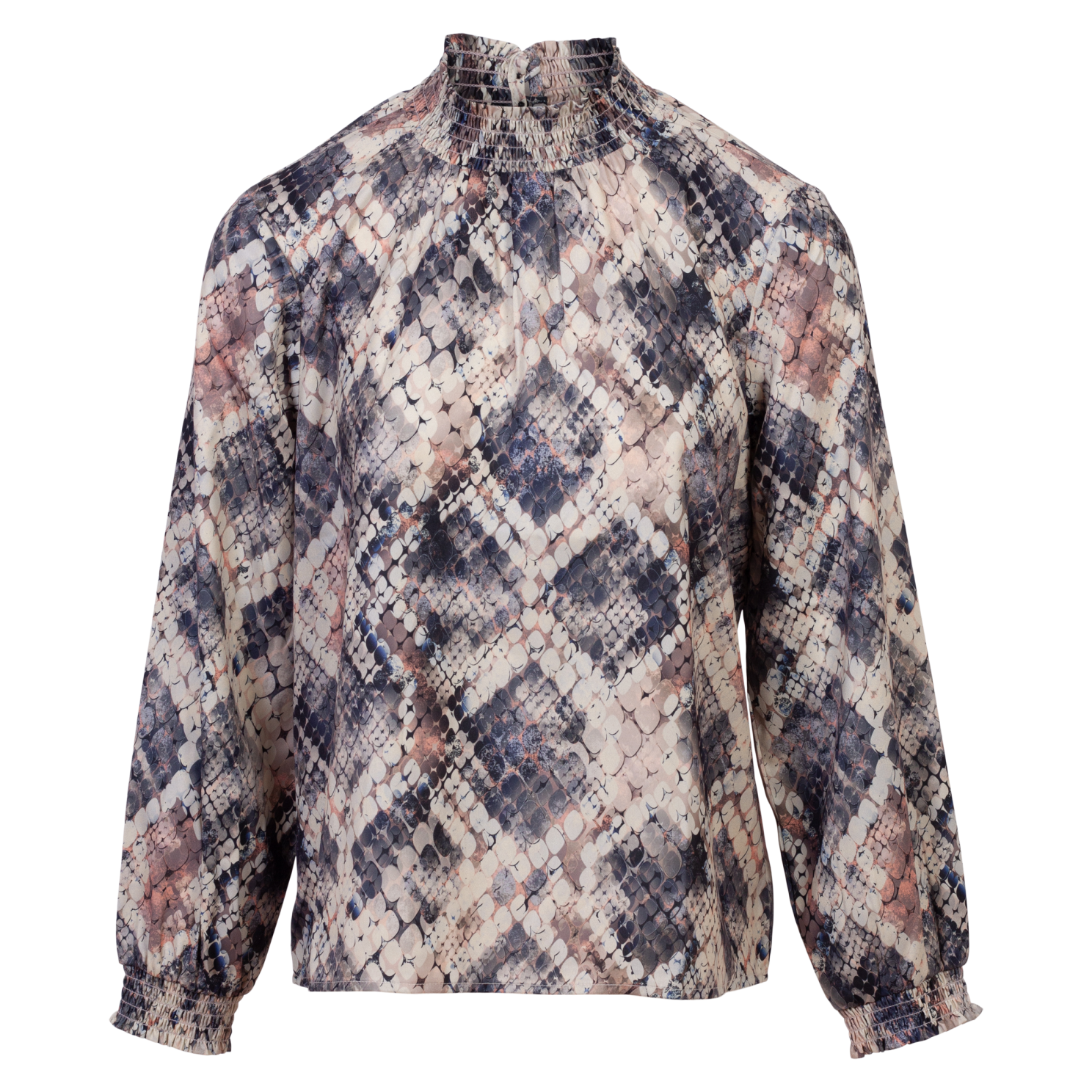 Zbyz Plus Size Bluse til Dame – Blå Slangeprint Tilbud