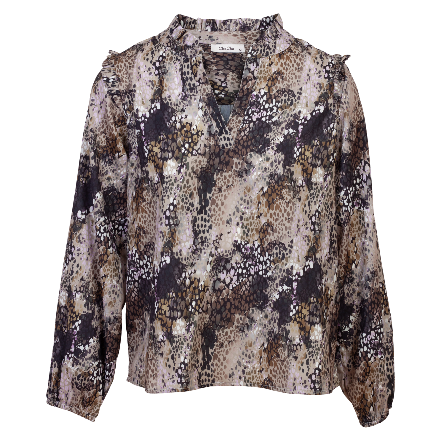 Elegant Plus Size Bluse til Dame – Brun Slangeprint
