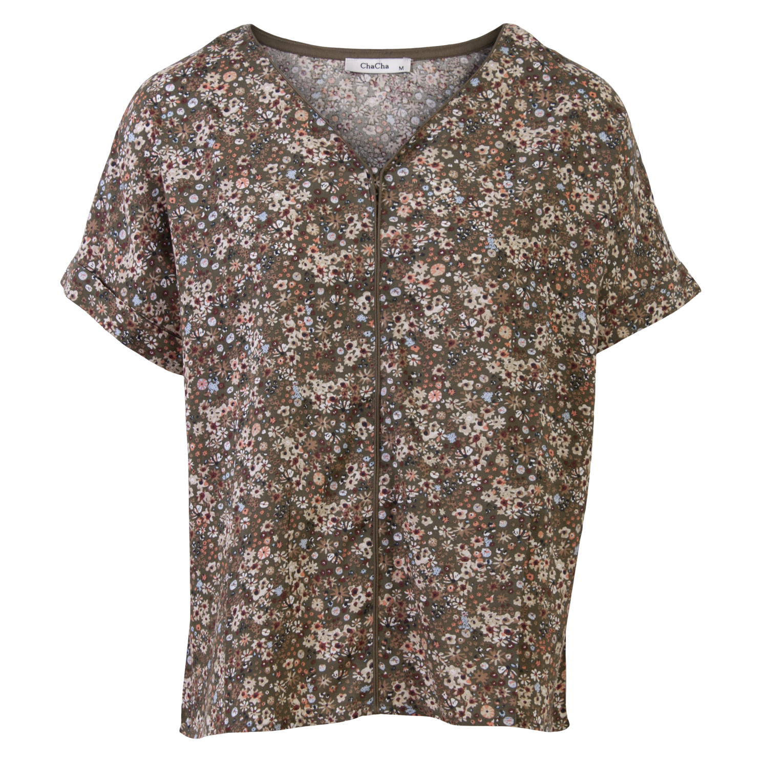 Zbyz Bluse til Dame – Khaki med Blomsterprint på Udsalg