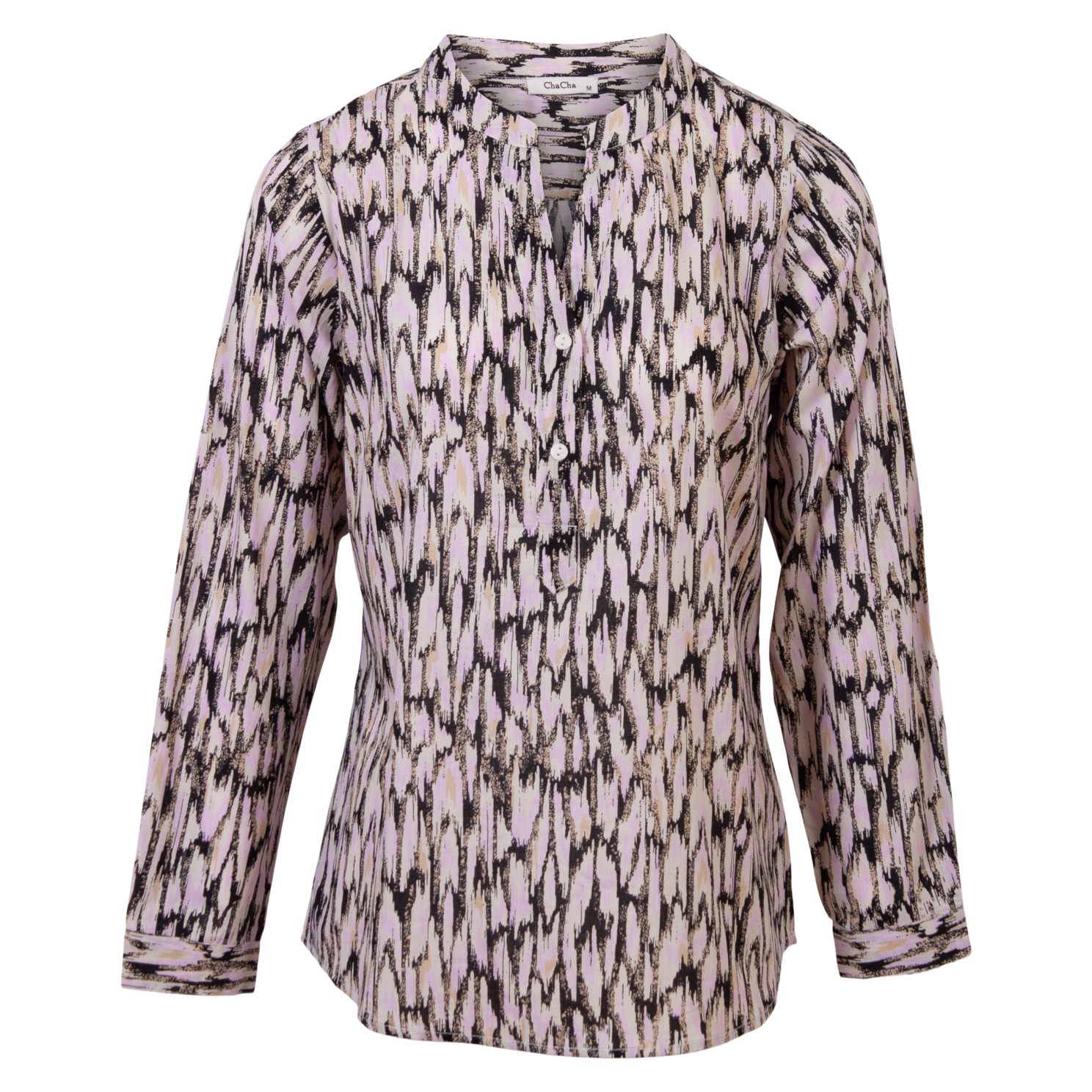 Elegant Bluse til Dame – Lys Pink med Sofistikeret Mønster