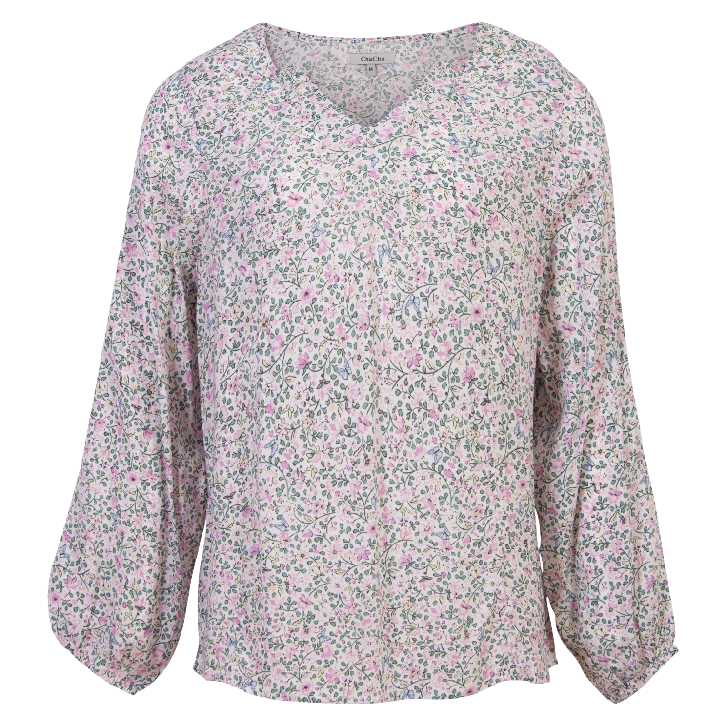 Elegant Navy Blomsterprint Skjorte til Plus Size Kvinder