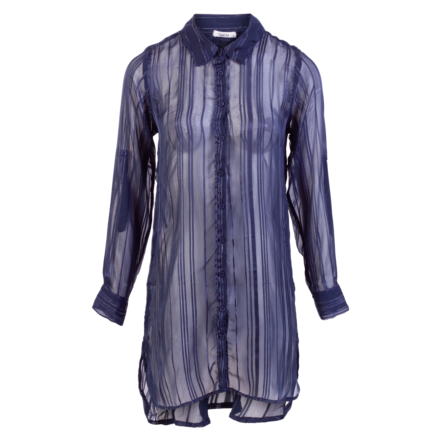 Zbyz Plus Size Tunika til Kvinder – Navy med Glittertråd
