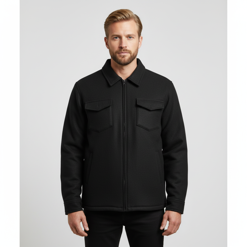 Anyway Herre Overshirt – Sort i Plus Størrelser til Mænd
