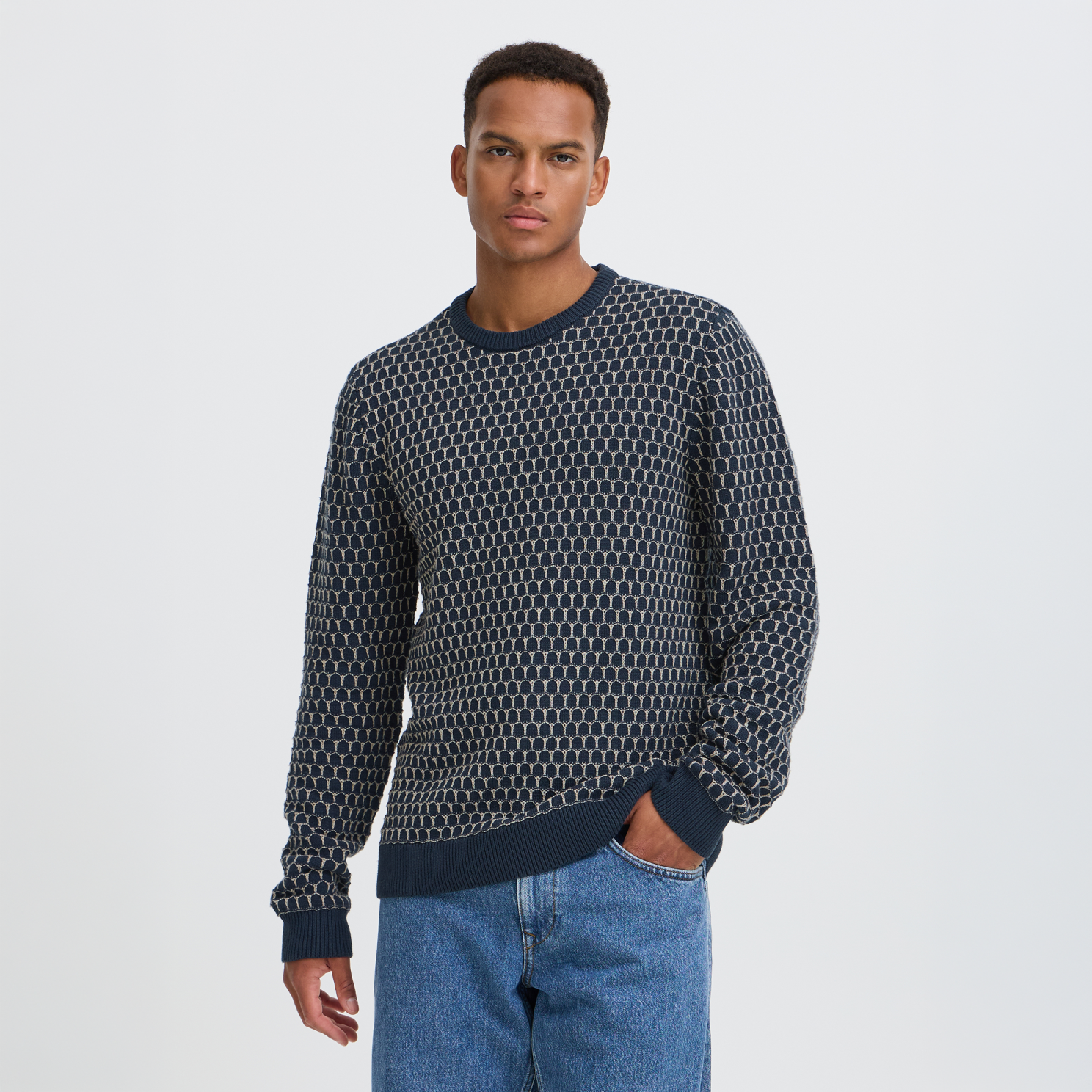 Blend Dong Herre Striktrøje Salute    i Store Plus Size Størrelser