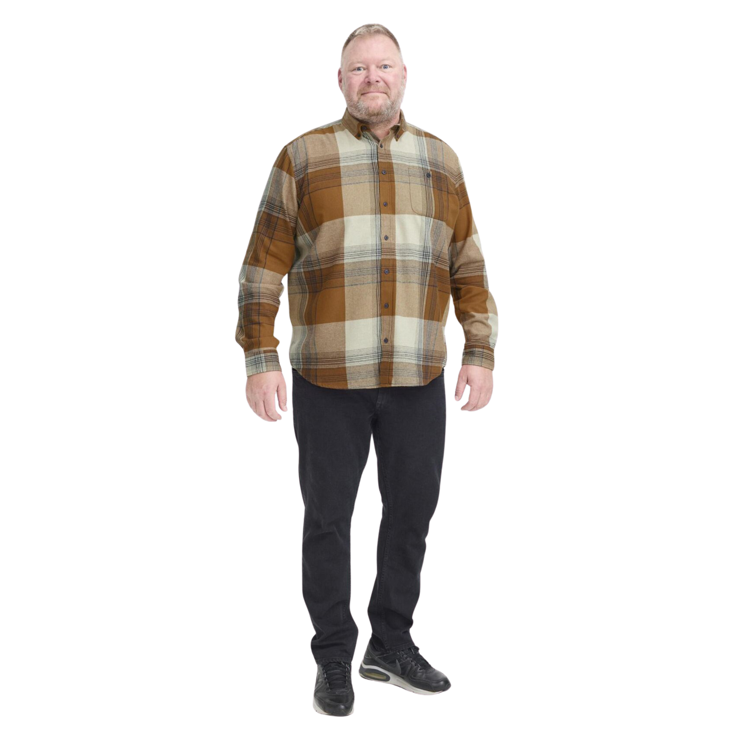 Blend Herre Flannel Skjorte i Caramel – Plus Size Udsalg!