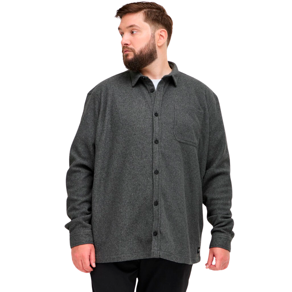 Blend Plus Size Herre Skjortejakke – Charcoal Mix Tilbud