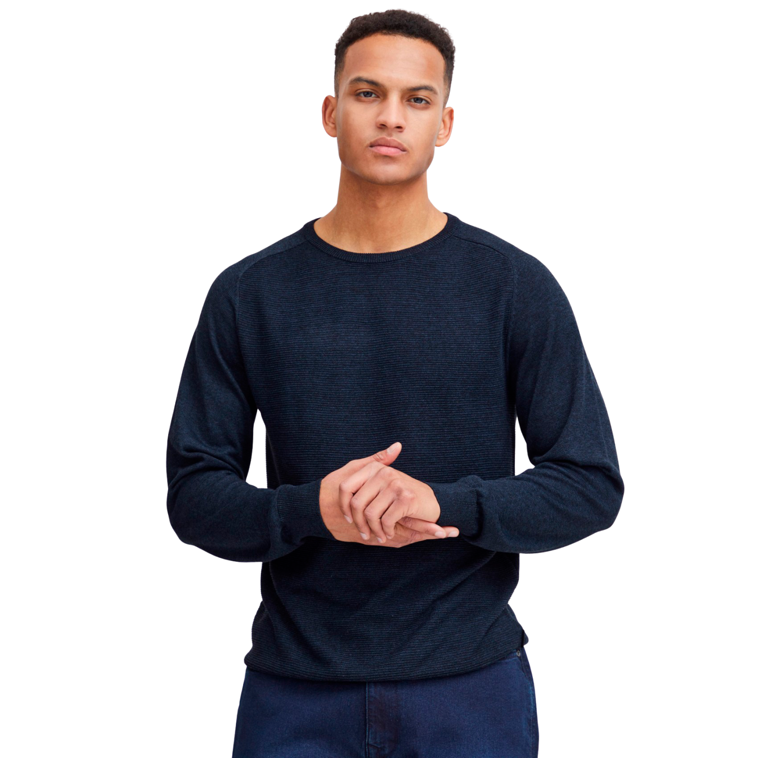 Blend Herre Striktrøje i Dress Blues – Plus Size Tilbud