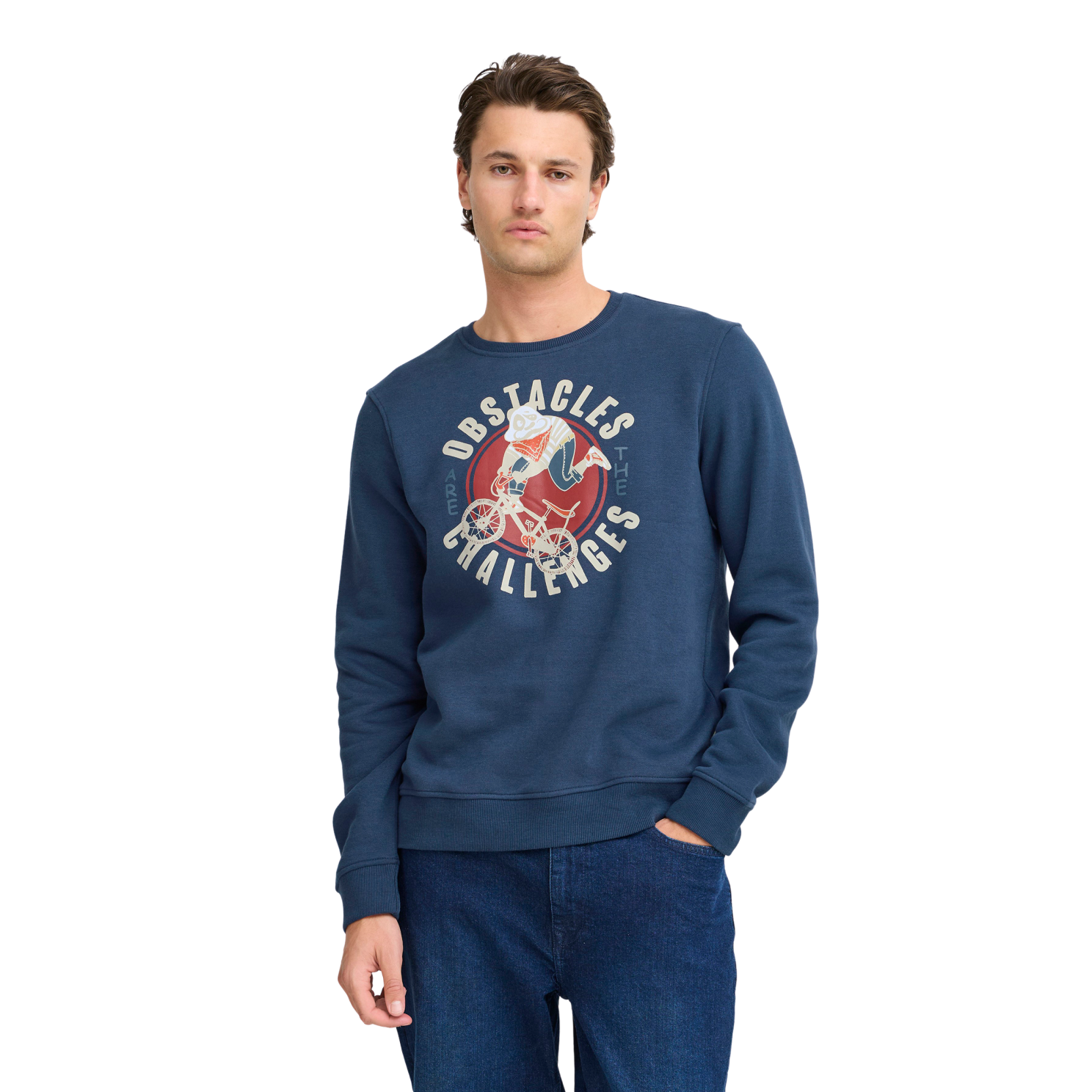 Stilfuld Herre Sweatshirt i Dress Blues – Komfortabel Elegance