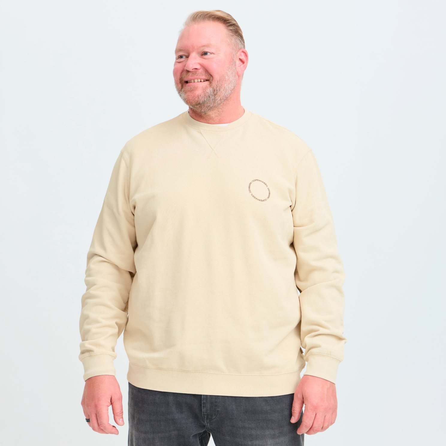 Blend Khari Herre Sweatshirt Oyster Gray    i Store Plus Size Størrelser