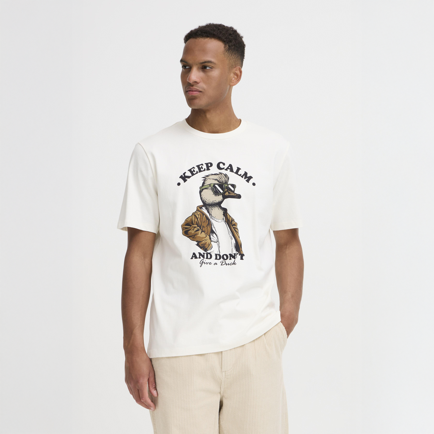 Blend Vik Herre T-shirt – Hvid med Unikt Print