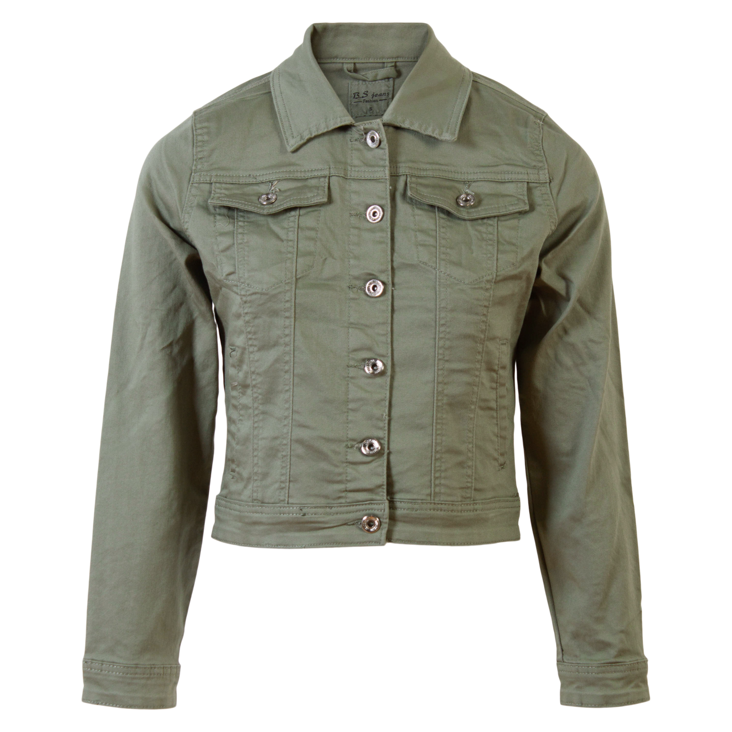 Plus Size Khaki Denimjakke til Dame – Fantastisk Udsalg!
