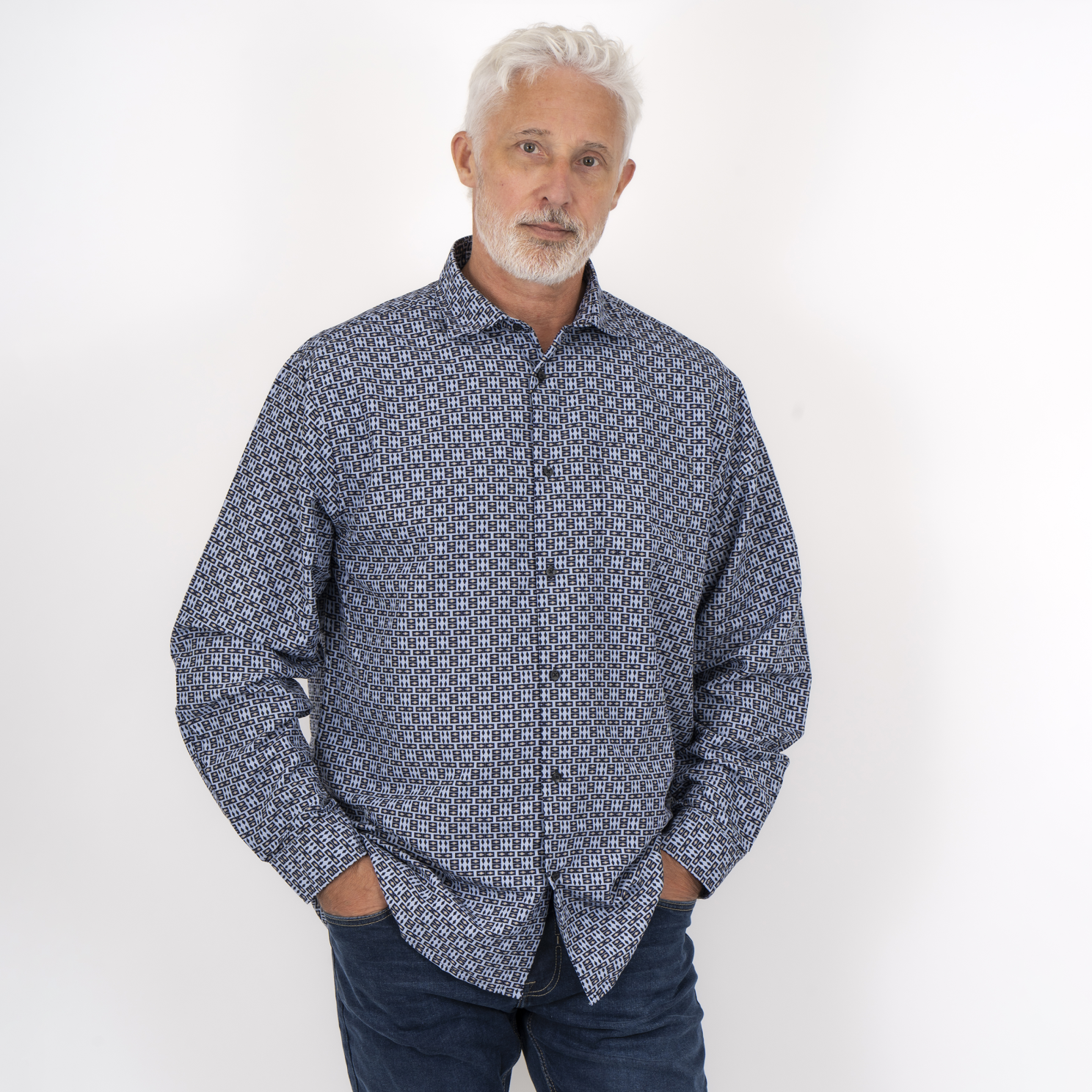 Carnét Bernhard Herreskjorte Eventide – Plus Size Tilbud