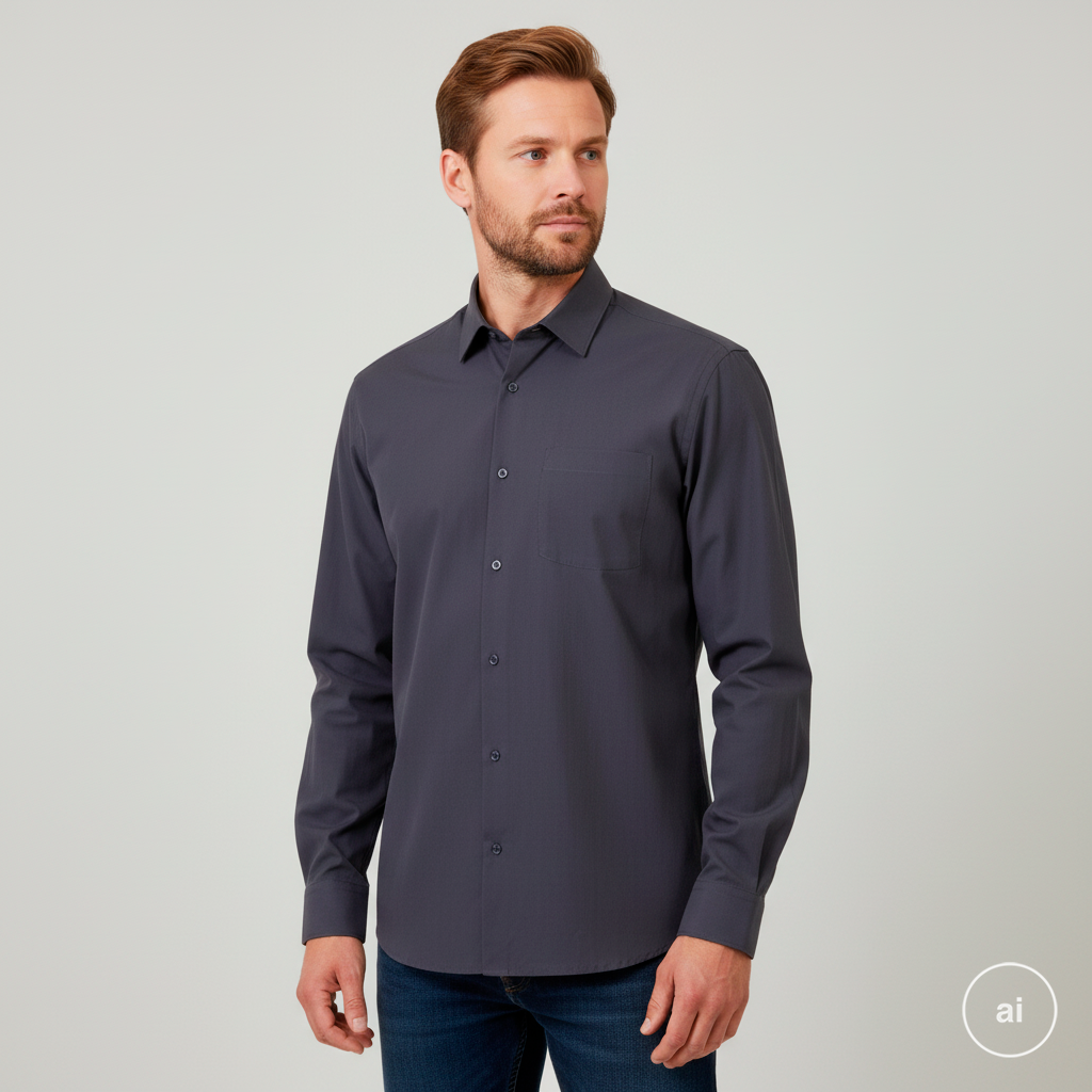 Carnét Jason Herre Skjorte Dark Grey   i Store Plus Size Størrelser