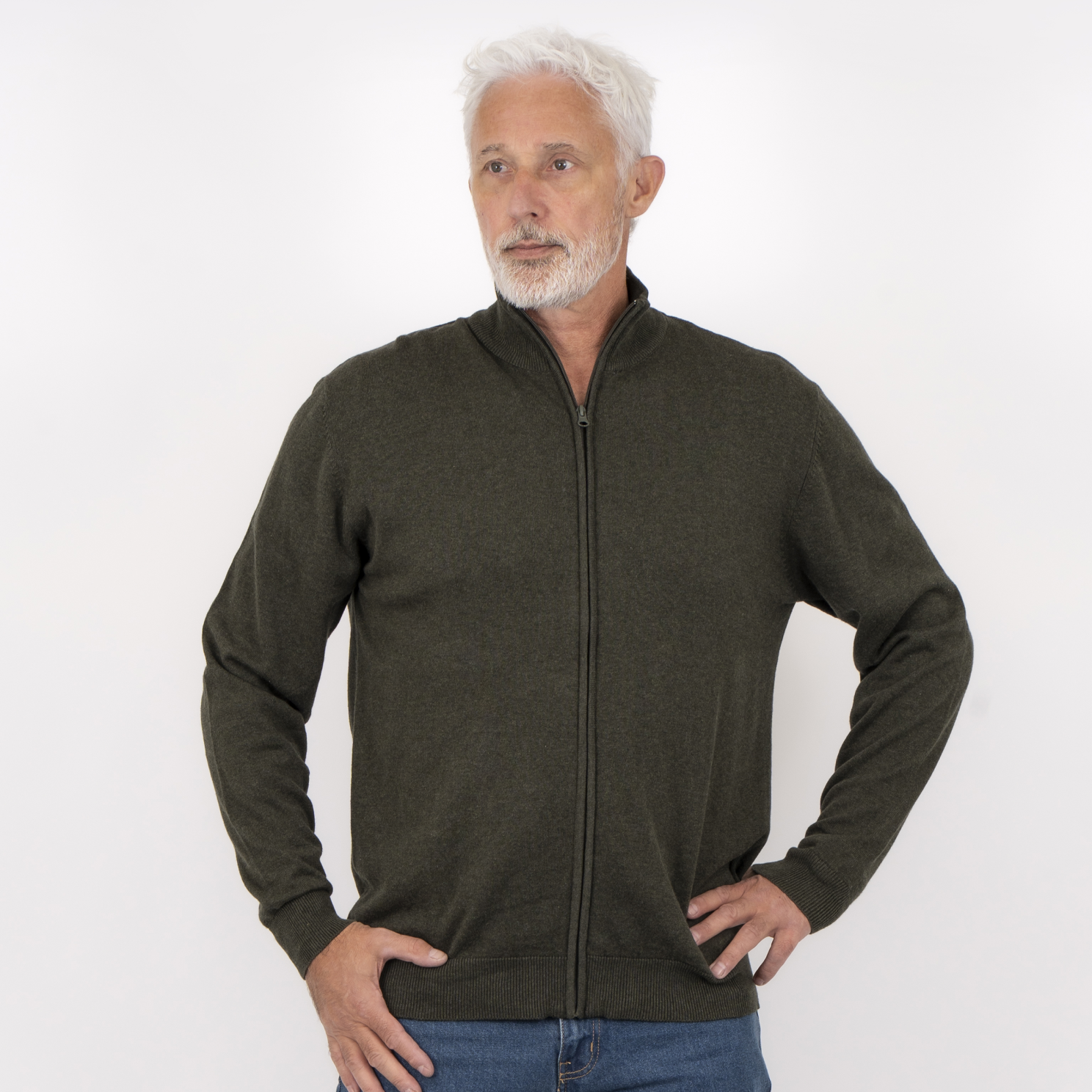 Carnét Stone Herre Cardigan – Mørkegrøn Mix Tilbud