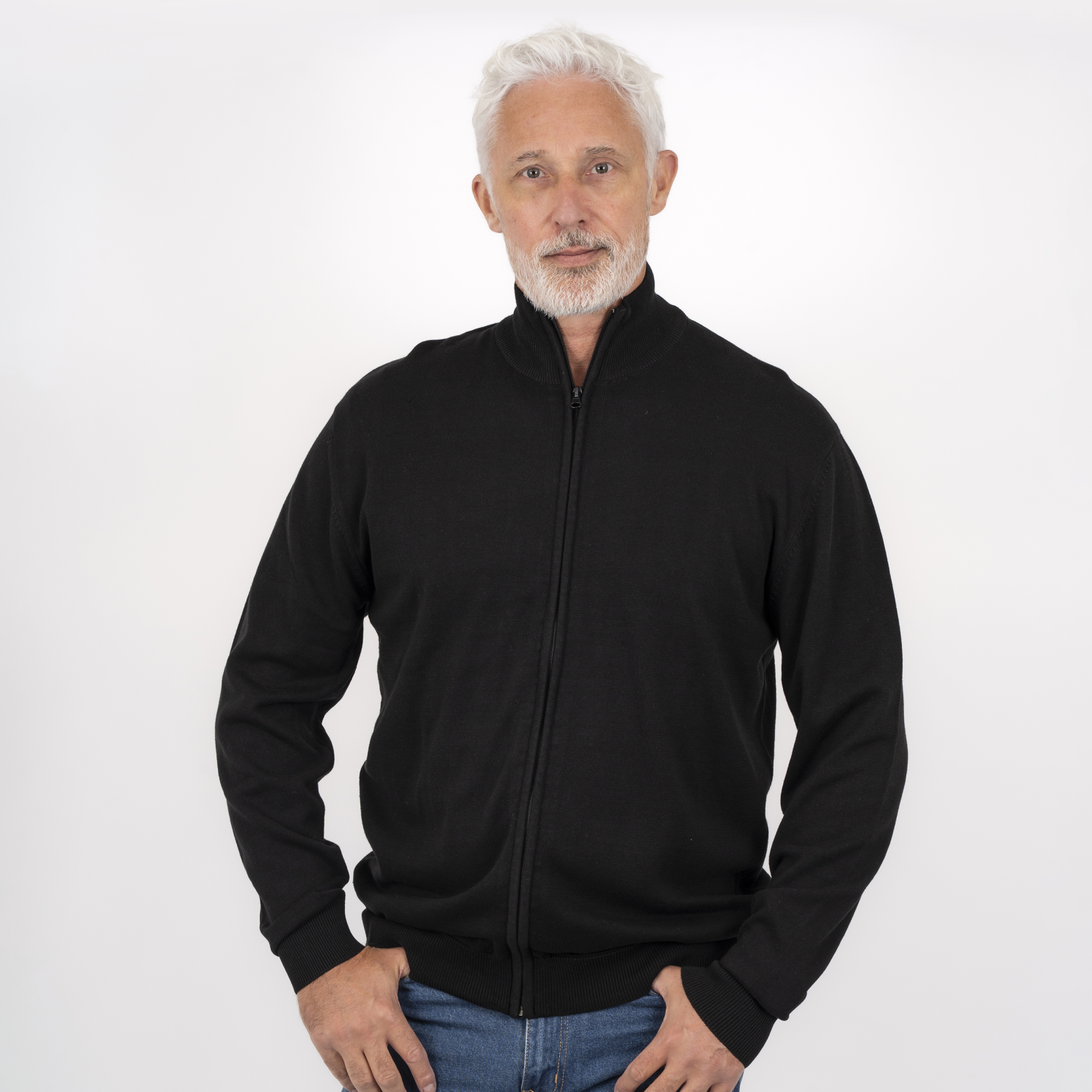 Carnét Stone Herre Cardigan – Jet Black Tilbud!