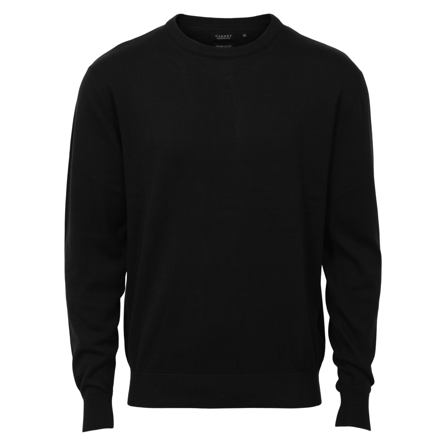 Carnét Stone Herre Striktrøje i Jet Black – Plus Size Tilbud
