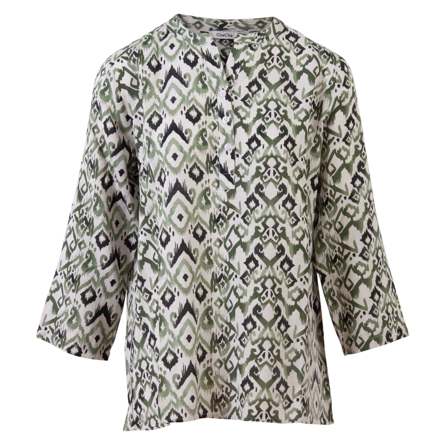 Chacha Plus Size Bluse – Grøn Combi Tilbud!