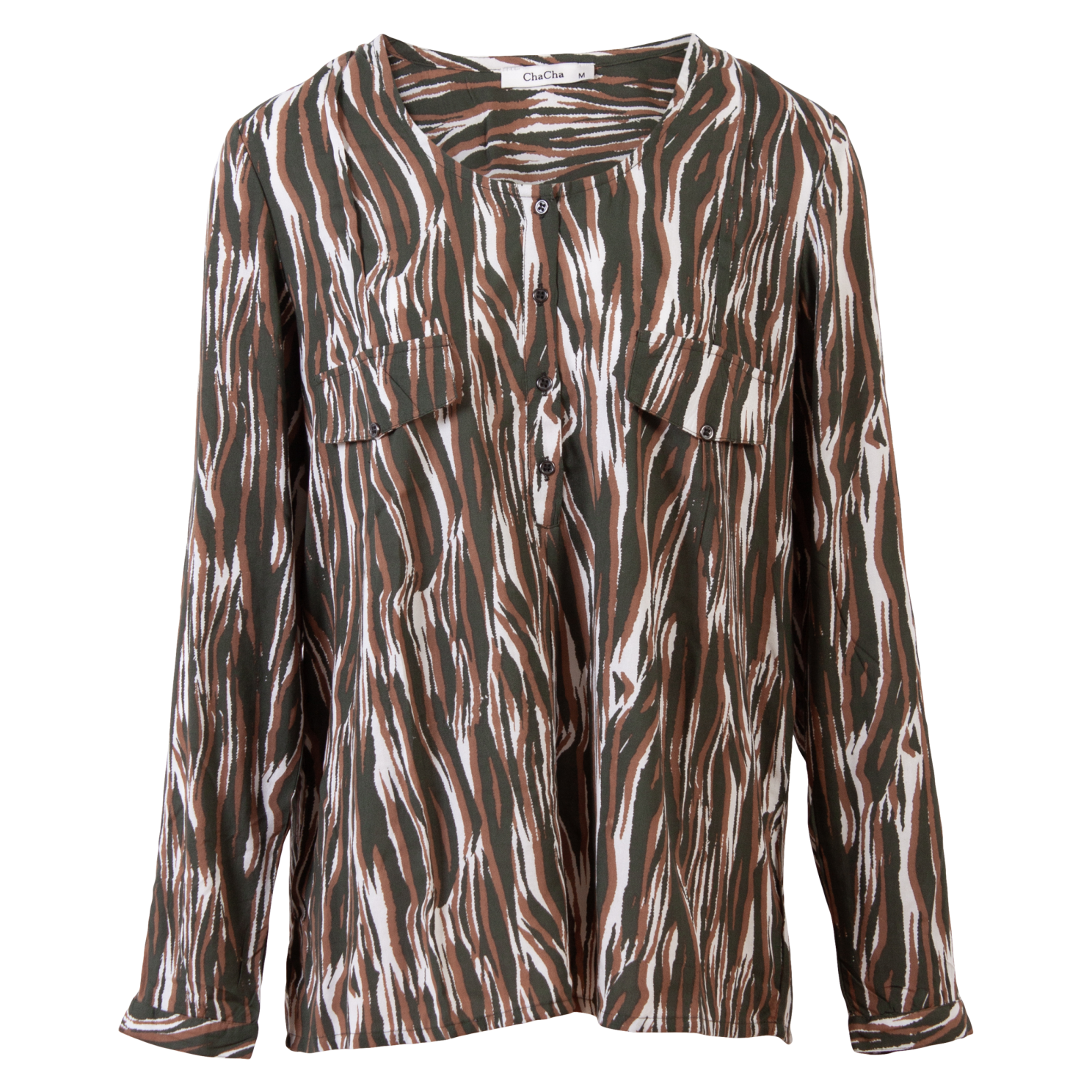 Chacha Plus Size Dame Bluse i Khaki – Uimodståeligt Tilbud!